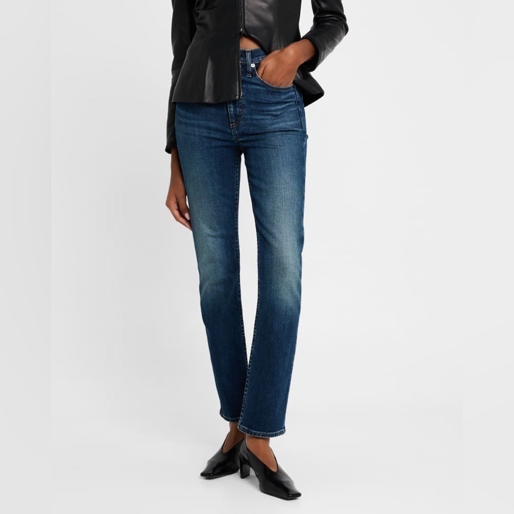 NEW w/o Tags Rag & Bone Wren High-Rise Slim Straight Jean Raw Hem Size 26